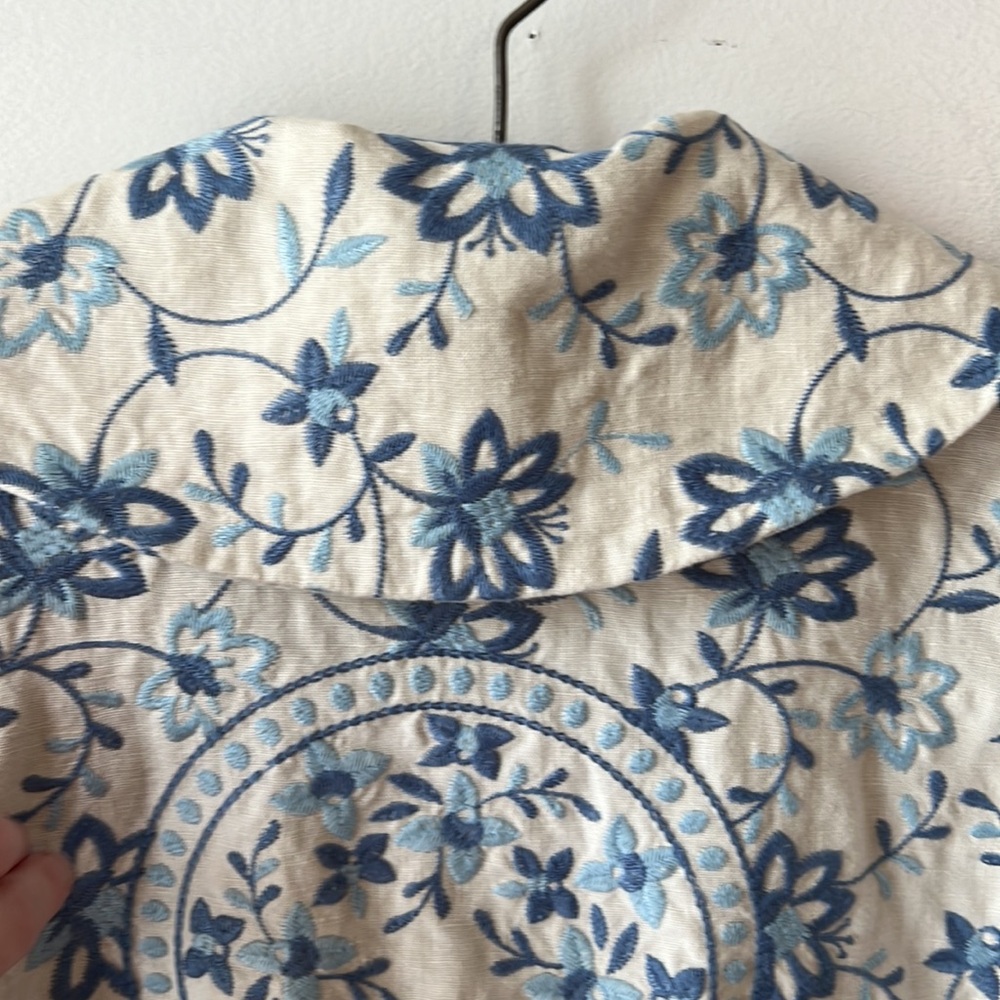 J Jill 100% Linen Floral Embroidered Jacket / Blazer. Size Petite Small. - Picture 12 of 15